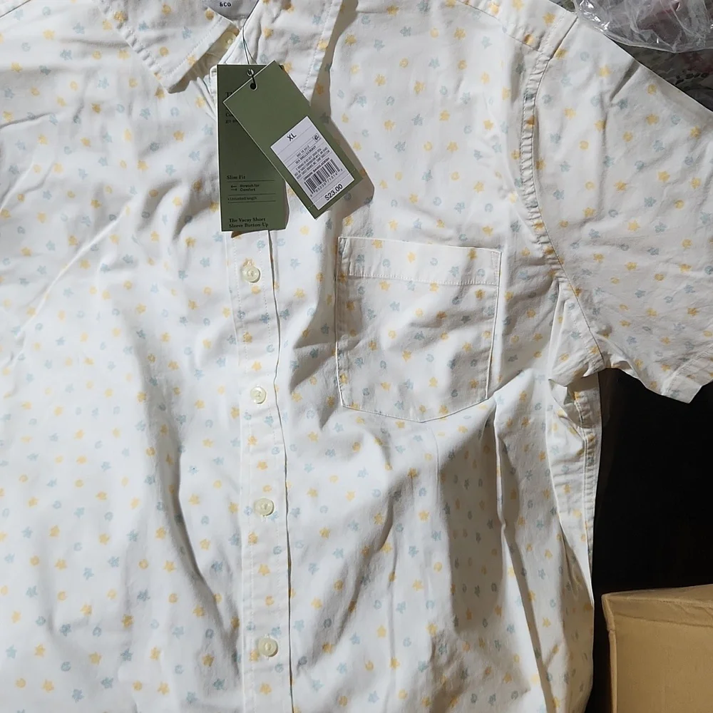Goodfellow & Co White and Yellow Patterned Shirt - Picture 3 of 3